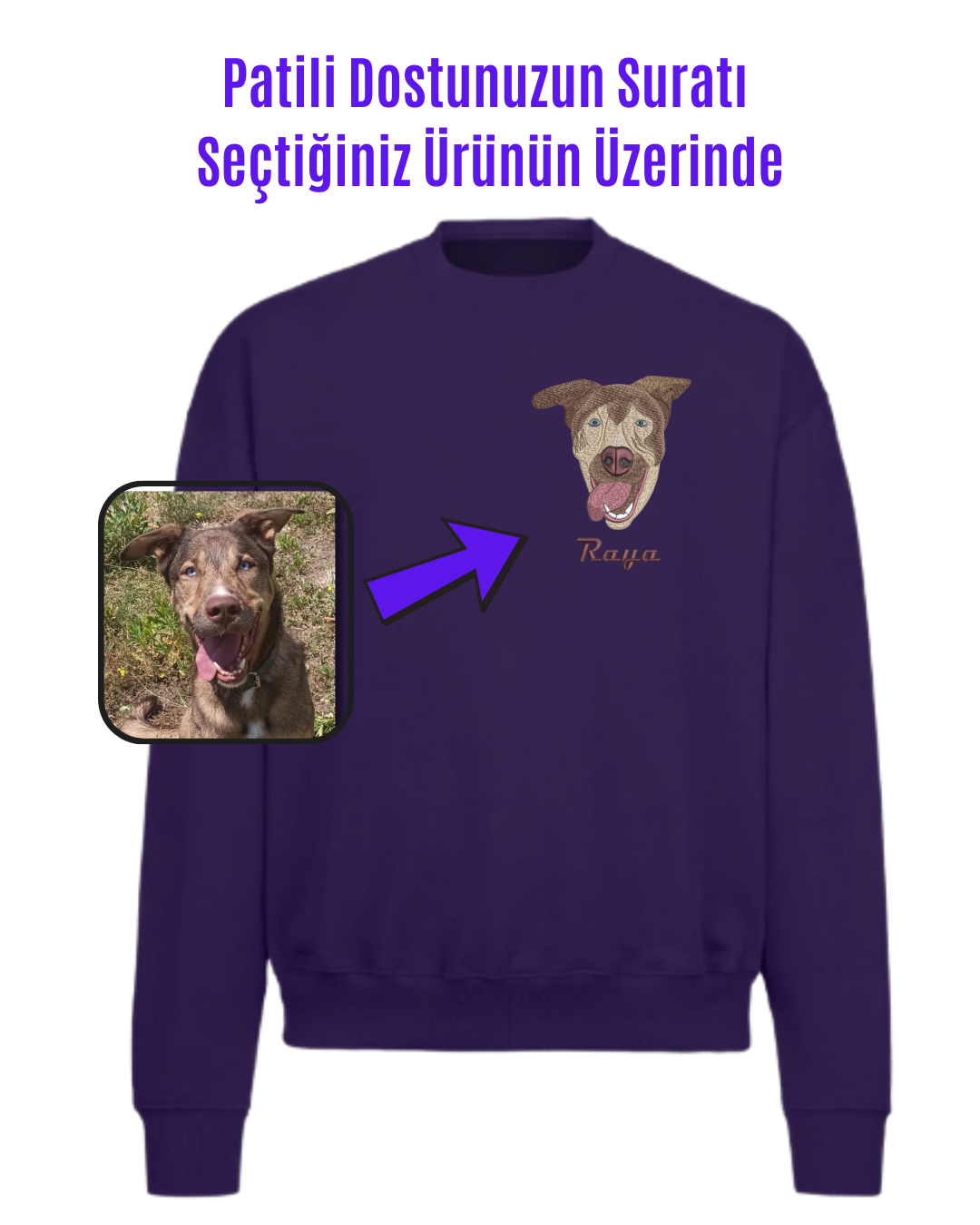 Sweatshirt (Kapşonsuz) - Kişiye Özel Nakış Evcil Hayvan 🐶🐈