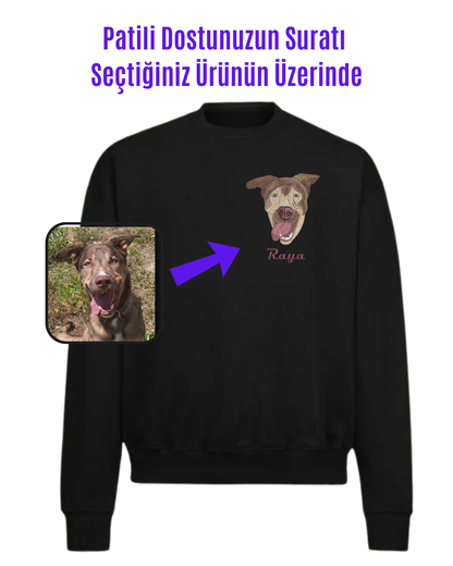 Sweatshirt (Kapşonsuz) - Kişiye Özel Nakış Evcil Hayvan 🐶🐈