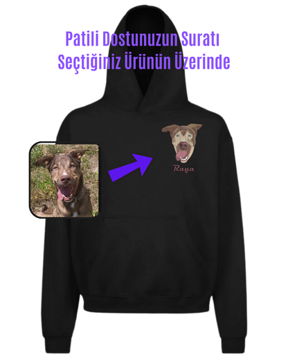 Hoodie (Kapşonlu) - Kişiye Özel Nakış Evcil Hayvan 🐶🐈