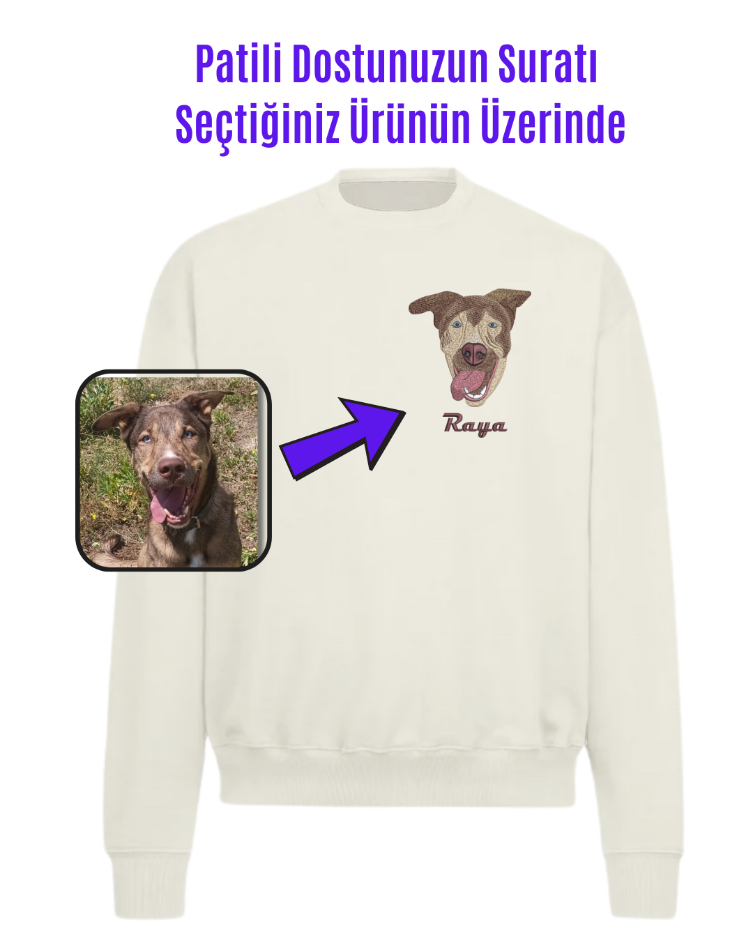 Sweatshirt (Kapşonsuz) - Kişiye Özel Nakış Evcil Hayvan 🐶🐈