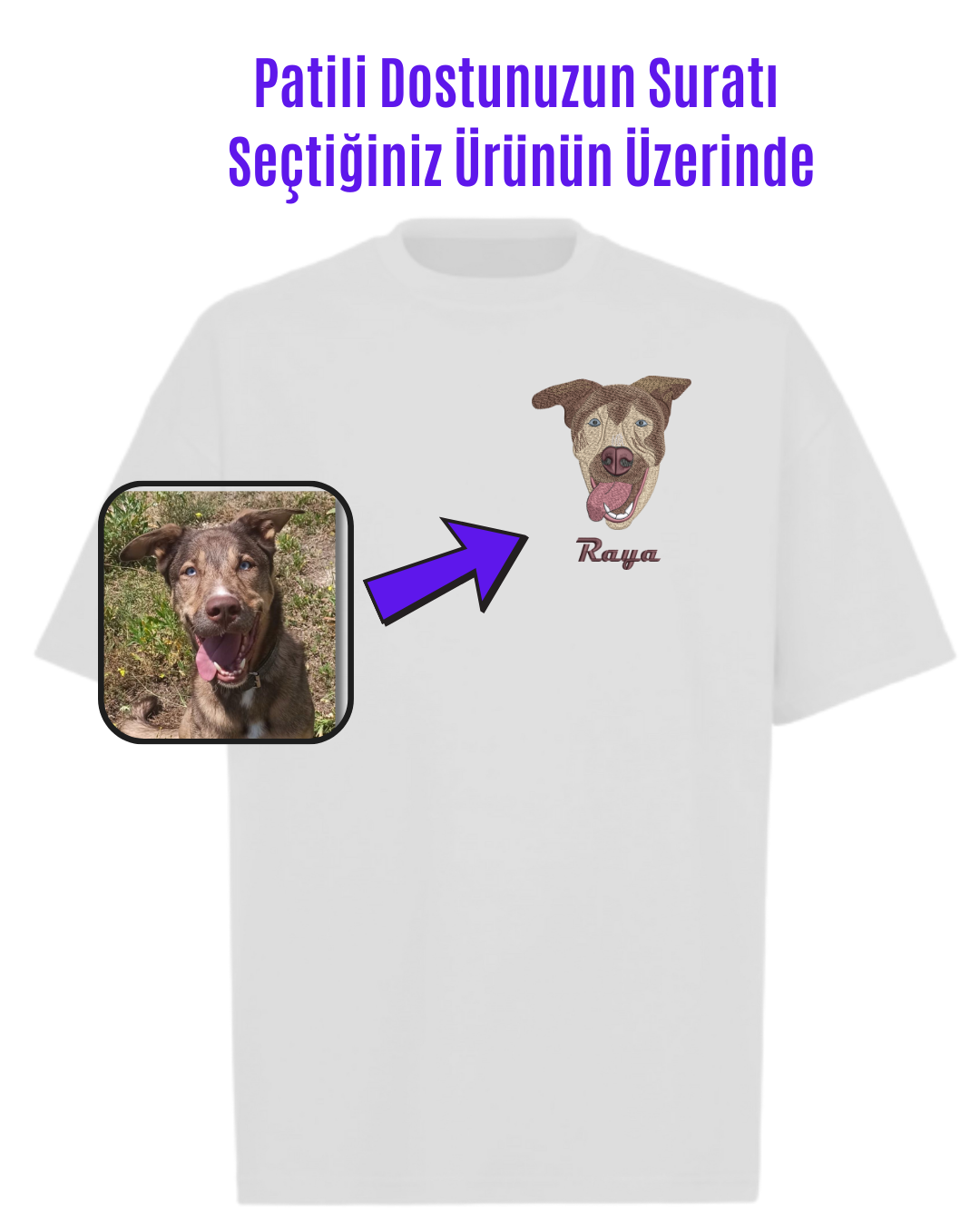 T-shirt - Kişiye Özel Nakış Evcil Hayvan 🐶🐈