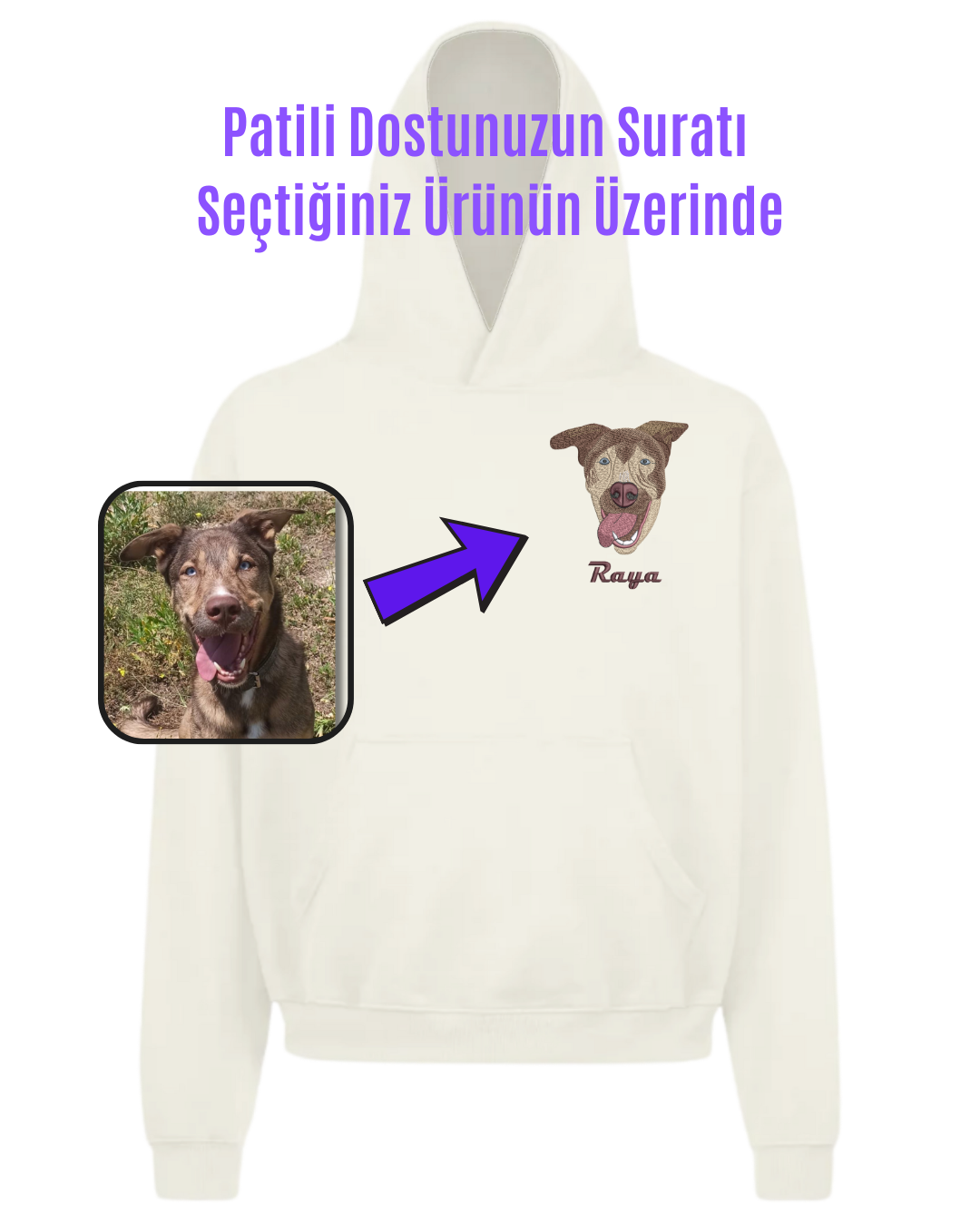 Hoodie (Kapşonlu) - Kişiye Özel Nakış Evcil Hayvan 🐶🐈