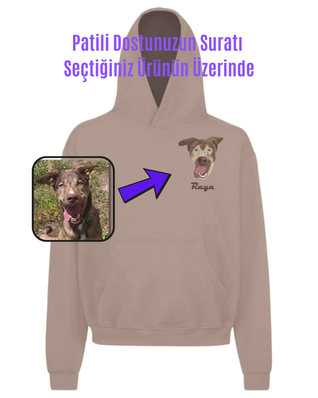 Hoodie (Kapşonlu) - Kişiye Özel Nakış Evcil Hayvan 🐶🐈