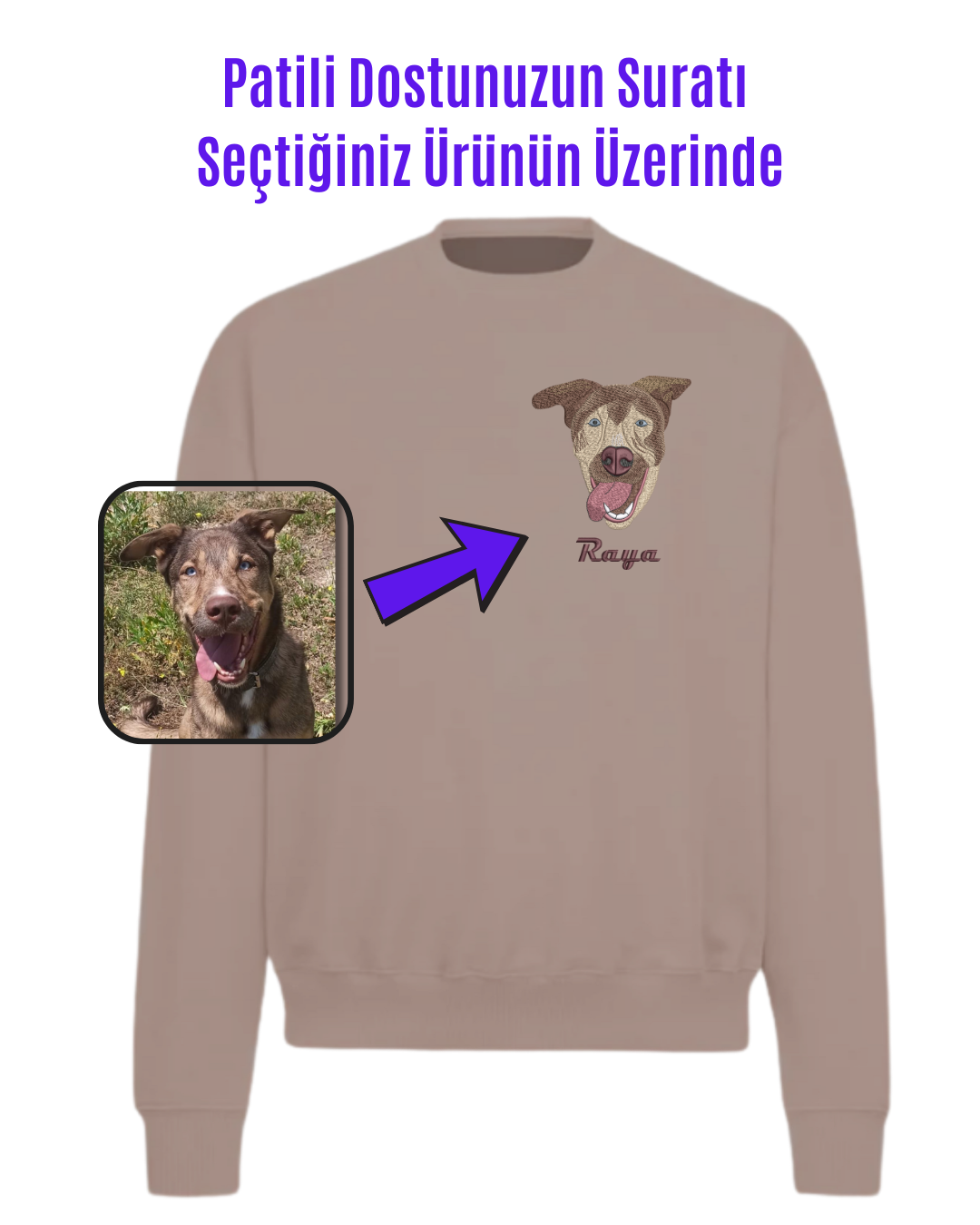 Sweatshirt (Kapşonsuz) - Kişiye Özel Nakış Evcil Hayvan 🐶🐈