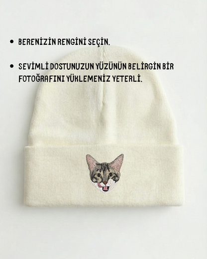 Kişiye Özel Evcil Hayvan Nakışlı Bere – Fotoğrafınızdan Özel Tasarım Kışlık Bere