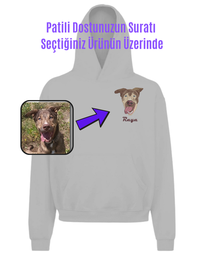 Hoodie (Kapşonlu) - Kişiye Özel Nakış Evcil Hayvan 🐶🐈