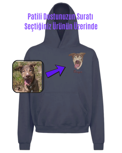 Hoodie (Kapşonlu) - Kişiye Özel Nakış Evcil Hayvan 🐶🐈