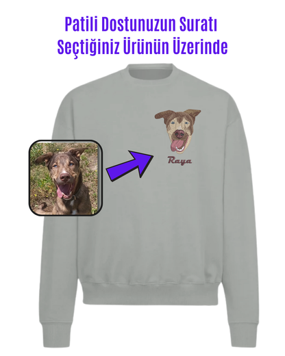 Sweatshirt (Kapşonsuz) - Kişiye Özel Nakış Evcil Hayvan 🐶🐈