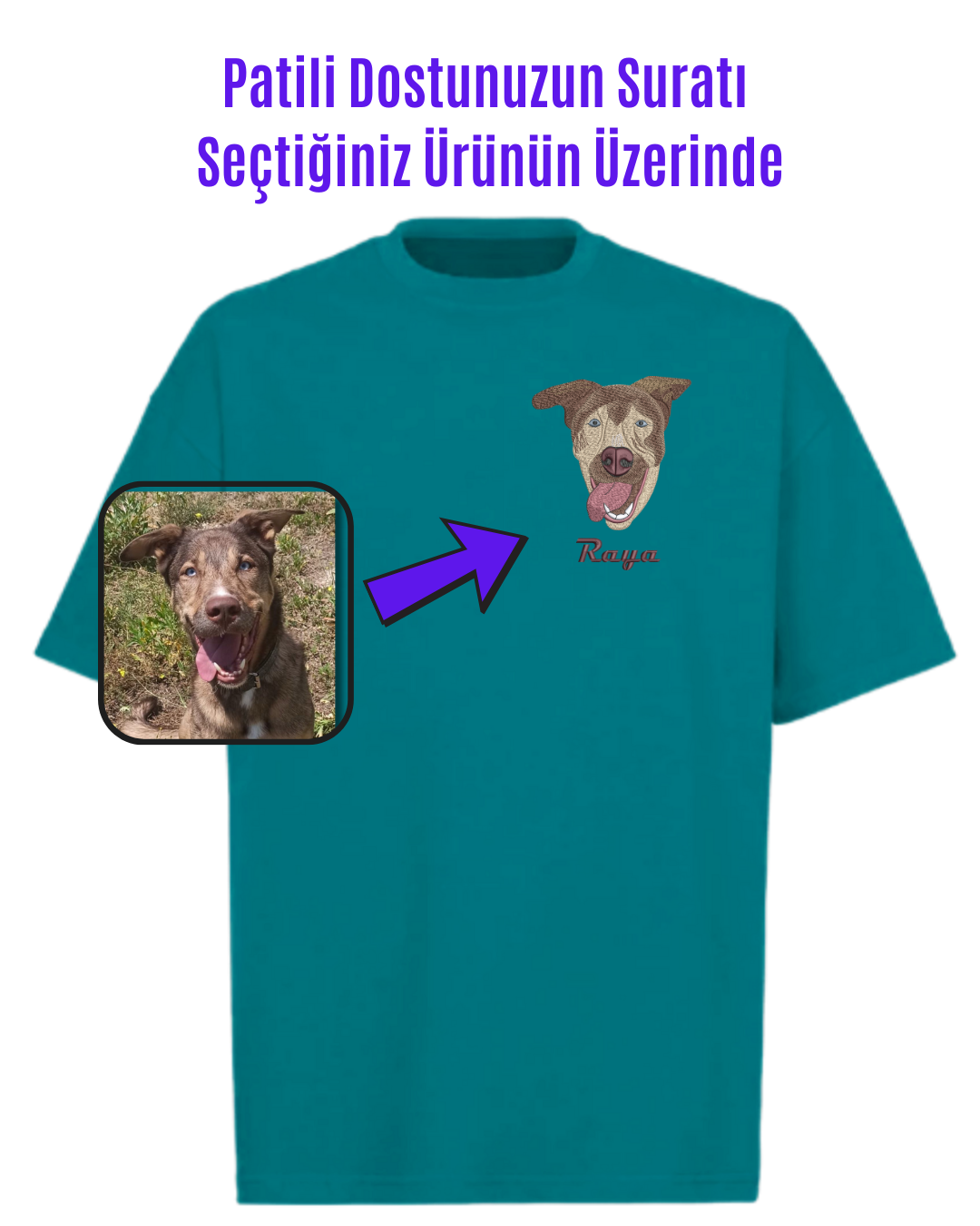 T-shirt - Kişiye Özel Nakış Evcil Hayvan 🐶🐈
