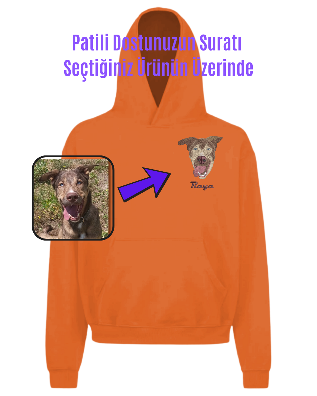Hoodie (Kapşonlu) - Kişiye Özel Nakış Evcil Hayvan 🐶🐈