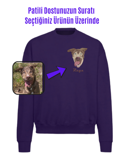 Sweatshirt (Kapşonsuz) - Kişiye Özel Nakış Evcil Hayvan 🐶🐈