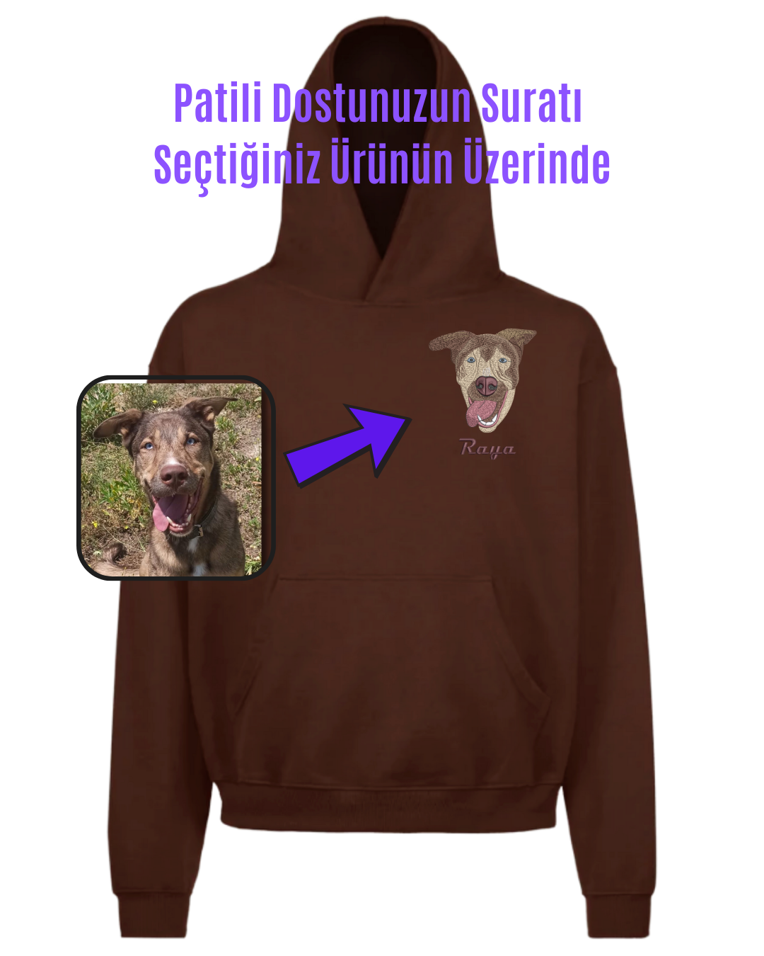 Hoodie (Kapşonlu) - Kişiye Özel Nakış Evcil Hayvan 🐶🐈