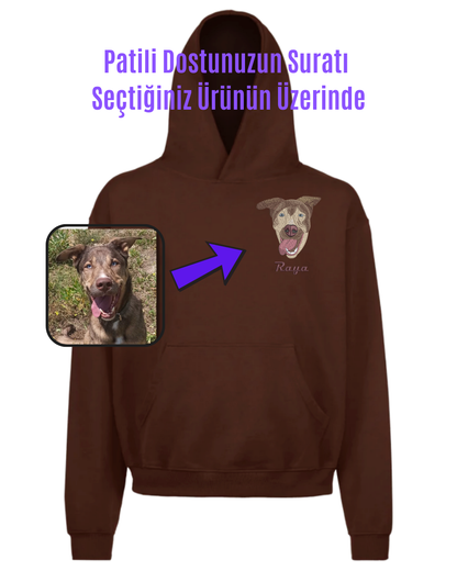 Hoodie (Kapşonlu) - Kişiye Özel Nakış Evcil Hayvan 🐶🐈