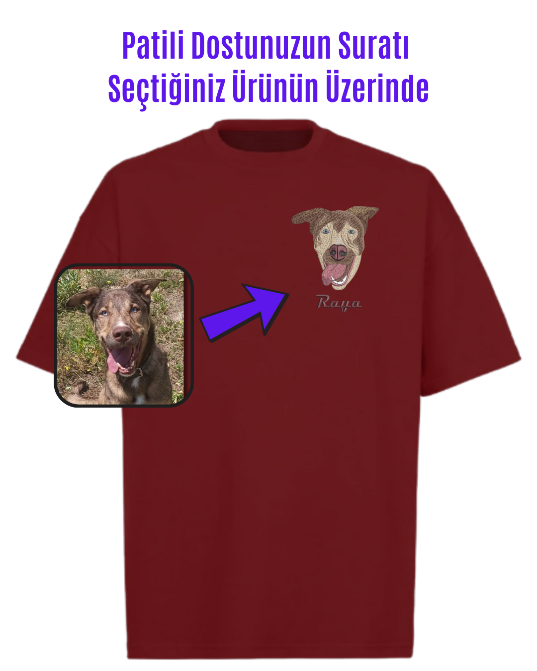 T-shirt - Kişiye Özel Nakış Evcil Hayvan 🐶🐈