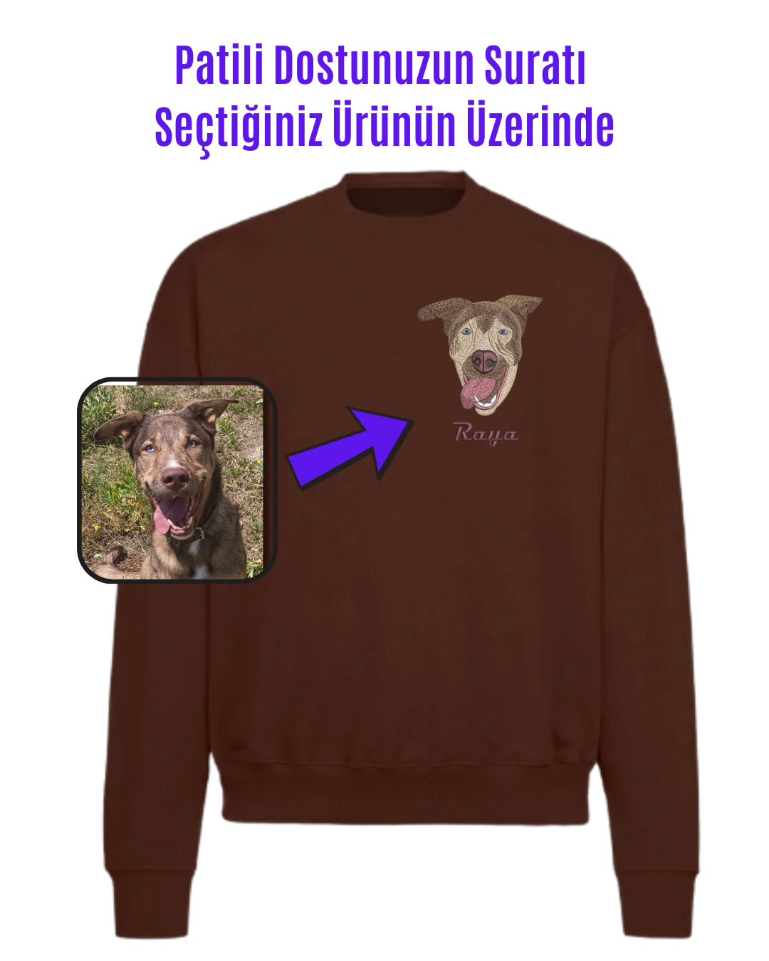 Sweatshirt (Kapşonsuz) - Kişiye Özel Nakış Evcil Hayvan 🐶🐈
