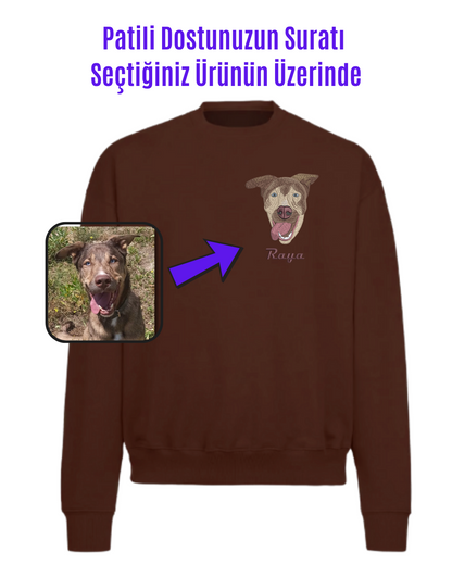Sweatshirt (Kapşonsuz) - Kişiye Özel Nakış Evcil Hayvan 🐶🐈