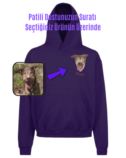 Hoodie (Kapşonlu) - Kişiye Özel Nakış Evcil Hayvan 🐶🐈