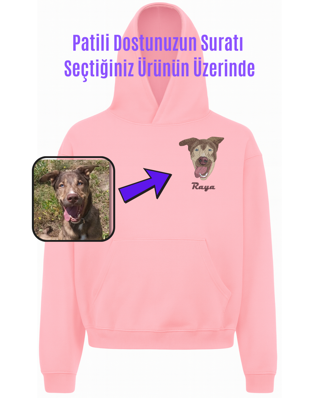 Hoodie (Kapşonlu) - Kişiye Özel Nakış Evcil Hayvan 🐶🐈